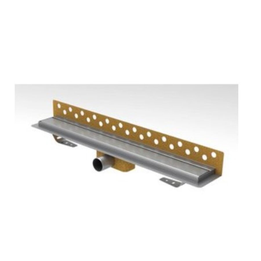 R-Line Duschrinne Edelstahl mit Wandflansch 900x62mm ZU. 40mm Blende Edelstahlrost Sperrwasserhöhe 25mm (Einbauhöhe 65mm)