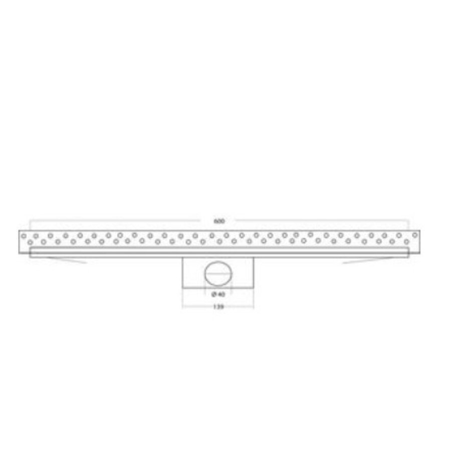 Caniveau de douche R-Line en acier inoxydable avec bride murale 900 x 62 mm ZU. Grille aveugle en acier inoxydable de 40 mm, garde d'eau de 25 mm (hauteur d'installation 65 mm).