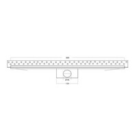 Caniveau de douche R-Line en acier inoxydable avec bride murale 800 x 62 mm ZU. Grille aveugle en acier inoxydable de 40 mm, garde d'eau de 25 mm (hauteur d'installation 65 mm).