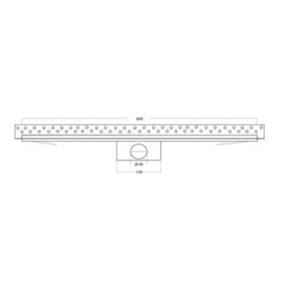 R-Line douchegoot rvs met wandflens 800x62mm ZU. 40mm blind rvs rooster waterslot 25mm (inbouwhoogte 65mm)