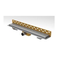 R-Line Edelstahl-Duschrinne mit Wandflansch 700x62mm ZU. 40mm blindes Edelstahl-Gitter, Sperrwasserhöhe 25mm (Einbauhöhe 65mm)