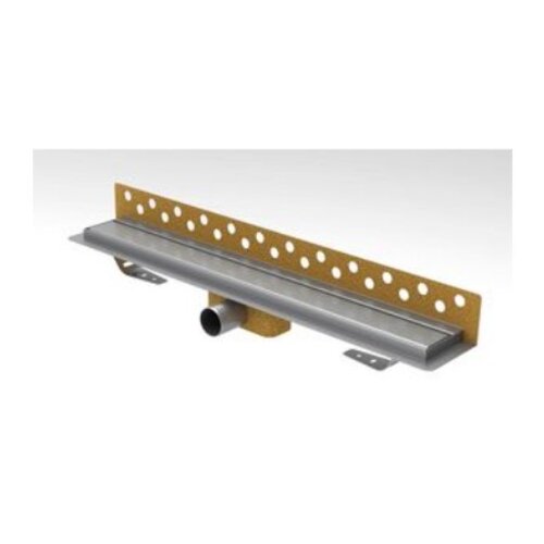  HorecaTraders Caniveau de douche R-Line en acier inoxydable avec bride murale 700 x 62 mm ZU. Grille aveugle en acier inoxydable de 40 mm, garde d'eau de 25 mm (hauteur d'installation 65 mm). 