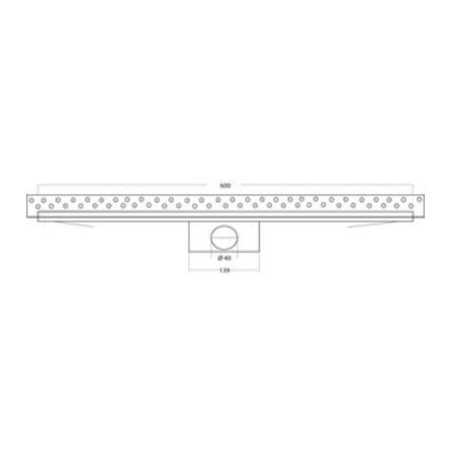 R-Line douchegoot rvs met wandflens 700x62mm ZU. 40mm blind rvs rooster waterslot 25mm (inbouwhoogte 65mm)