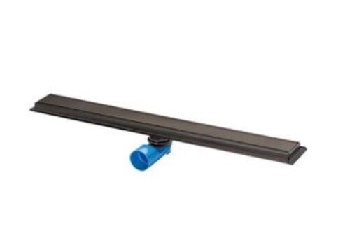  HorecaTraders Caniveau de douche Premium Line en acier inoxydable 700 x 70 mm, aveugle, grille noir mat en acier inoxydable, avec adaptateur anti-odeurs (RSA). 