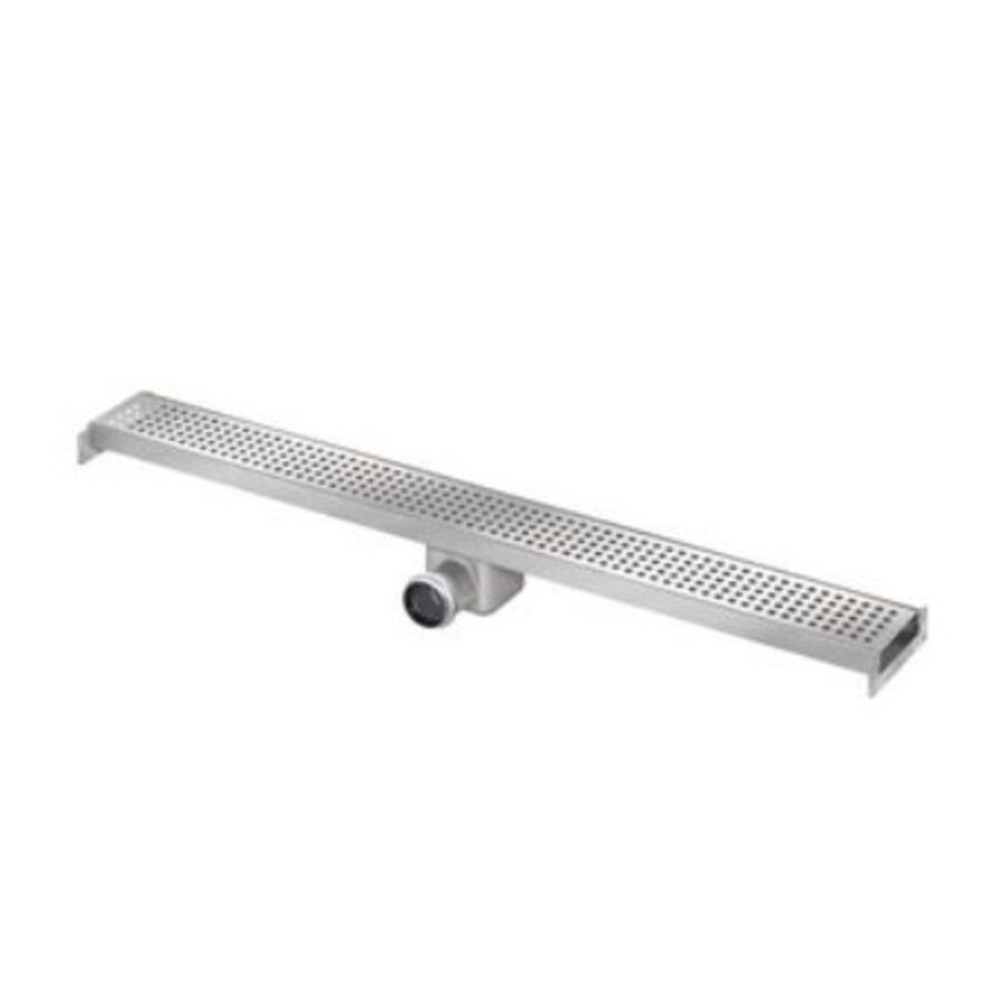 Shower drain section connectable stainless steel 1000x100mm with side outlet 50mm (water seal 50mm)