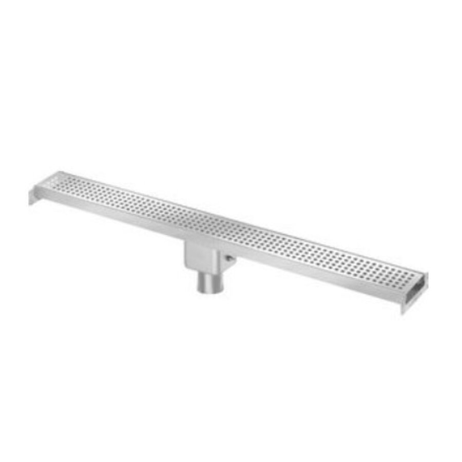 Shower drain section connectable stainless steel 1000x100mm with bottom outlet 50mm (water seal 50mm)