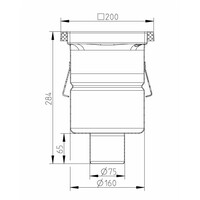Industrievloerput RVS 304 200 x 200 mm 219 mm Capaciteit (max.) : 3,70 l/s