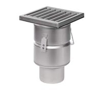 Siphon de sol industriel en acier inoxydable 304 200 x 200 mm 219 mm Capacité (max.) : 3,70 l/s