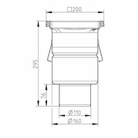 Industrie-Bodenablauf Edelstahl 304 200 x 200 mm 219 mm Leistung (max.): 3,70 l/s