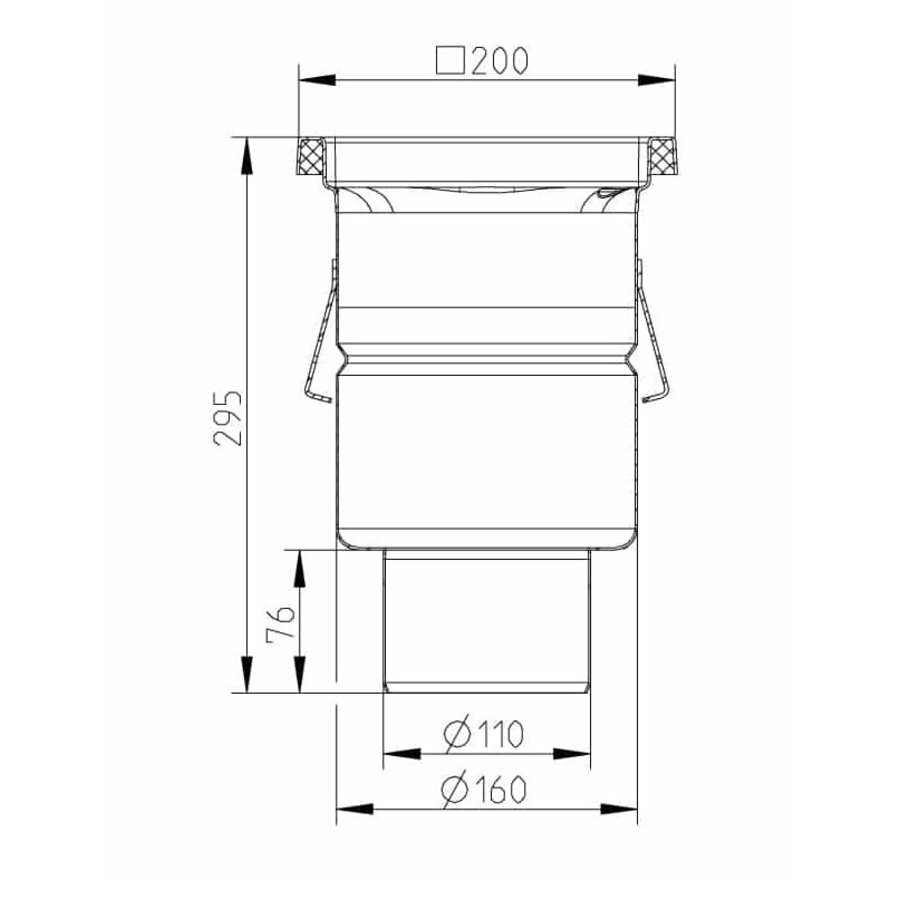Industrie-Bodenablauf Edelstahl 304 200 x 200 mm 219 mm Leistung (max.): 3,70 l/s