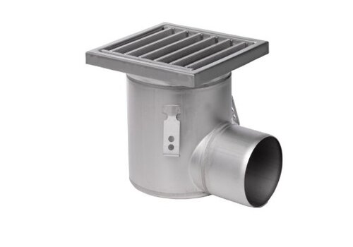  HorecaTraders Siphon de sol industriel en acier inoxydable 304 200 x 200 mm 219 mm Capacité (max.) : 3,70 l/s 