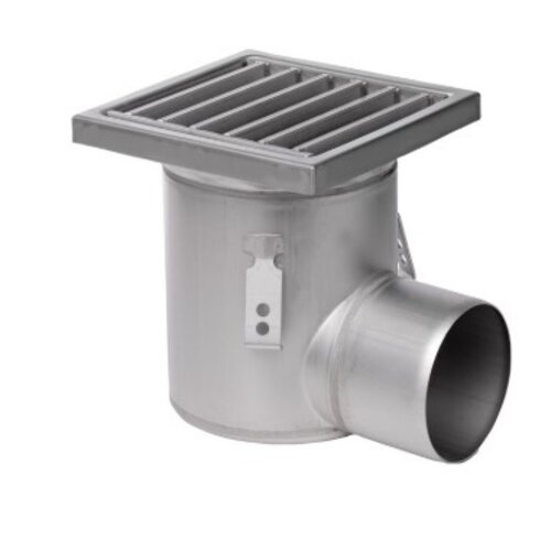  HorecaTraders Siphon de sol industriel en acier inoxydable 304 200 x 200 mm 219 mm Capacité (max.) : 3,70 l/s 