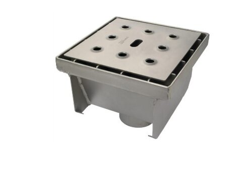  HorecaTraders Siphon de sol industriel en acier inoxydable 304 250 x 250 mm 150 mm Capacité (max.) : 1,60 l/s 