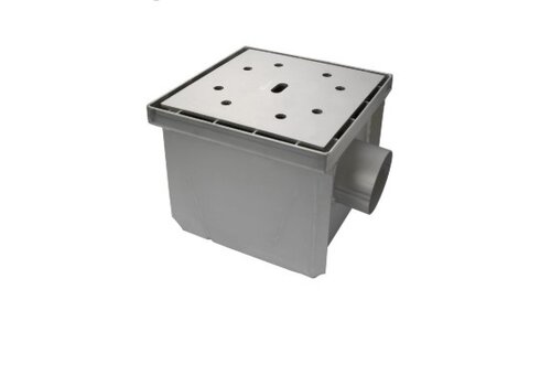  HorecaTraders Siphon de sol industriel en acier inoxydable 304 300 x 300 mm 250 mm Capacité (max.) : 4,00 l/s 