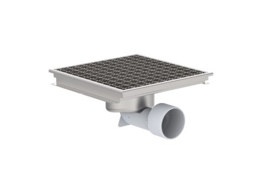  HorecaTraders Siphon de sol industriel en acier inoxydable 304 397 x 397 mm 192 - 222 mm Capacité (max.) : 1,50 l/s - 2,00 l/s 