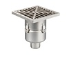 HorecaTraders Siphon de sol industriel en acier inoxydable 304 250 x 250 mm 221 mm Capacité (max.) : 3,70 l/s