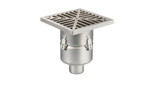  HorecaTraders Siphon de sol industriel en acier inoxydable 304 250 x 250 mm 221 mm Capacité (max.) : 3,70 l/s 