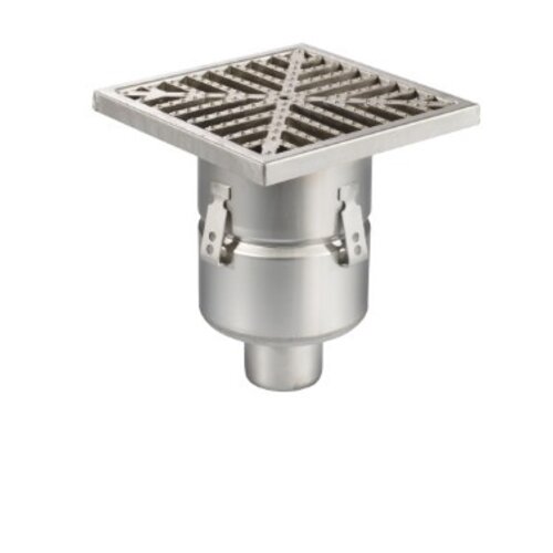  HorecaTraders Siphon de sol industriel en acier inoxydable 304 250 x 250 mm 221 mm Capacité (max.) : 3,70 l/s 
