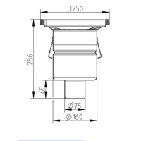 Siphon de sol industriel en acier inoxydable 304 250 x 250 mm 221 mm Capacité (max.) : 3,70 l/s