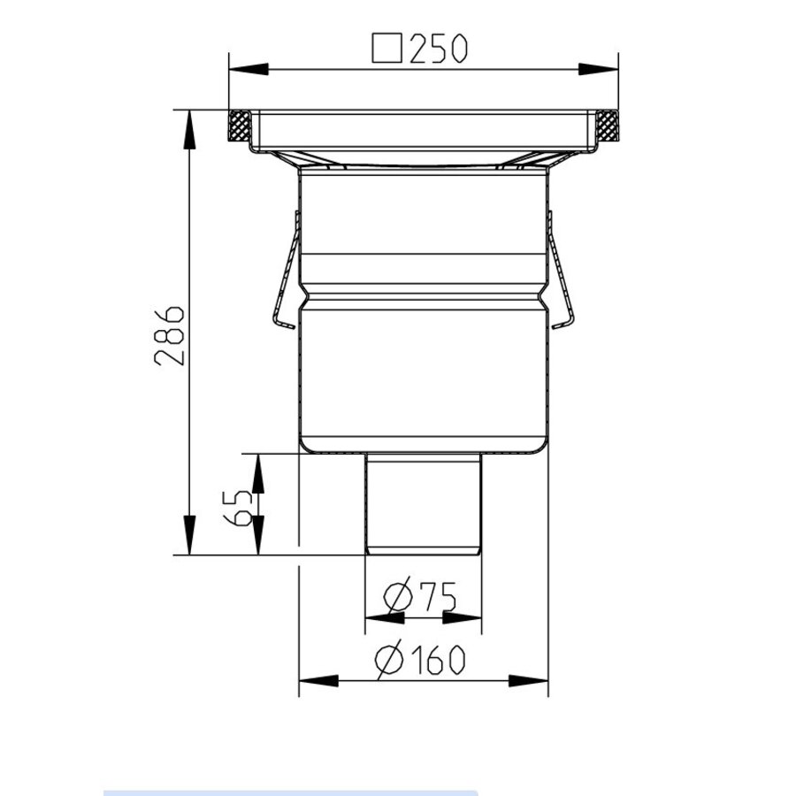 Industrial floor drain stainless steel 304 250 x 250 mm 221 mm Capacity (max.): 3.70 l/s