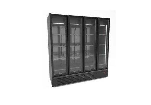  Combisteel KÜHLSCHRANK 4 GLASTÜREN SCHWARZ 