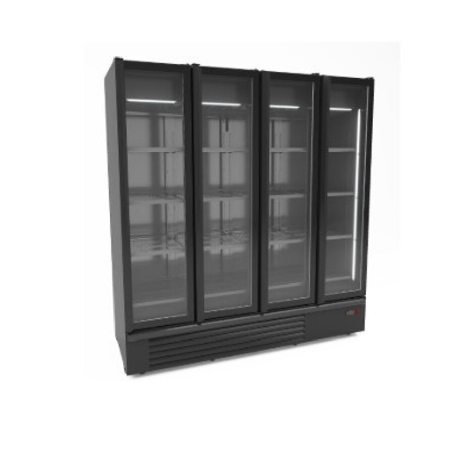 KÜHLSCHRANK 4 GLASTÜREN SCHWARZ