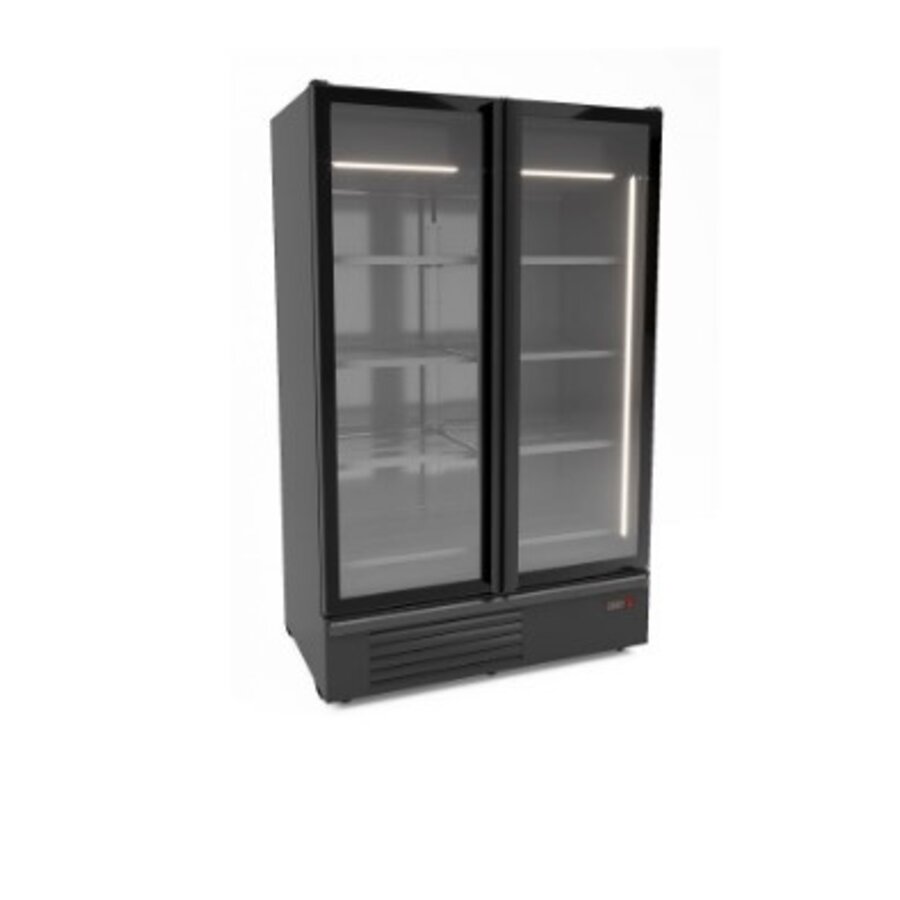 Koelkast 2 glasdeuren zwart 127 cm * 79 cm * 214 cm