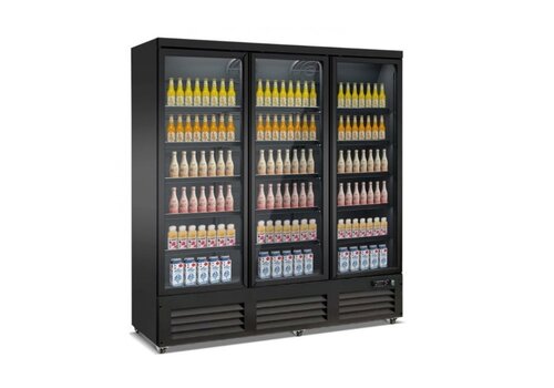 Combisteel Refrigerator with 3 glass doors, black, 188 cm * 70 cm * 205 cm   Combisteel Refrigerator with 3 glass doors, black, 188 cm * 70 cm * 205 cm