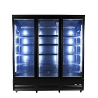 Refrigerator with 3 glass doors, black, 188 cm * 70 cm * 205 cm