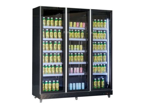  Combisteel Refrigerator with 3 glass doors, black, 168 cm * 60 cm * 198 cm 