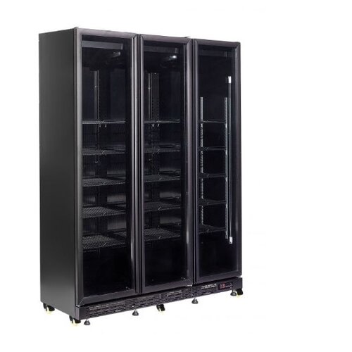  Combisteel Koelkast 3 glasdeuren zwart 160 cm * 60 cm * 210 cm 