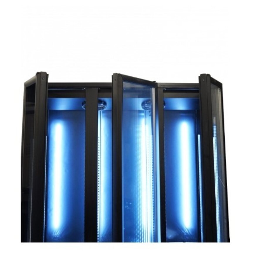 Refrigerator 3 glass doors black 160 cm * 60 cm * 210 cm