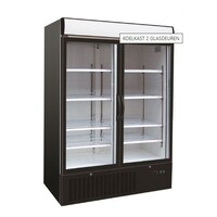 Réfrigérateur avec 2 portes vitrées, noir, 120 cm * 72 cm * 206 cm