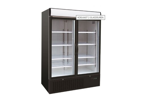  Combisteel Kühlschrank mit 2 Glastüren, schwarz, 120 cm * 72 cm * 206 cm 