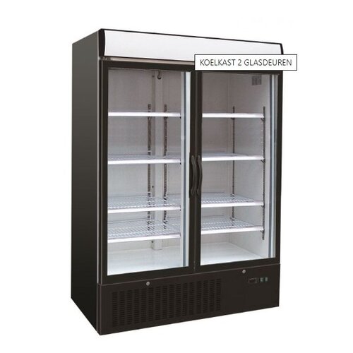  Combisteel Refrigerator with 2 glass doors, black, 120 cm * 72 cm * 206 cm 