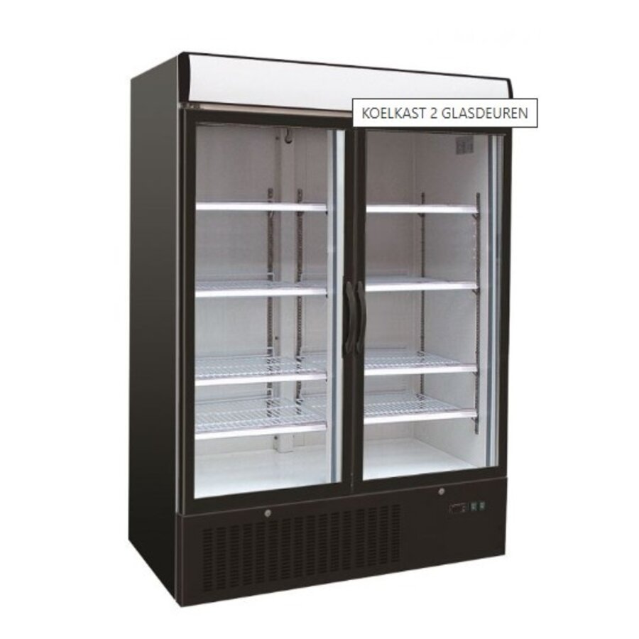 Refrigerator with 2 glass doors, black, 120 cm * 72 cm * 206 cm