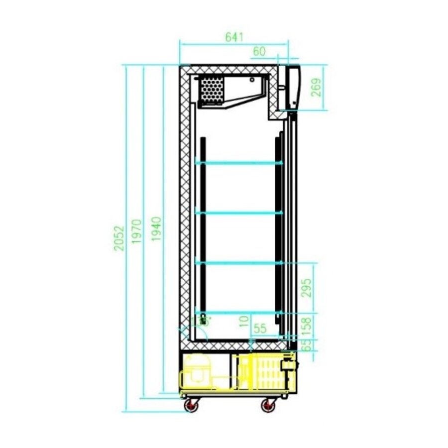 Kühlschrank mit 2 Glastüren, schwarz, 120 cm * 72 cm * 206 cm