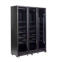 Réfrigérateur avec 3 portes vitrées, noir, 160 cm * 60 cm * 210 cm