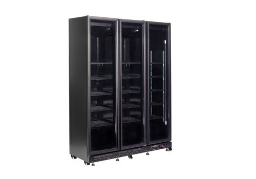  Combisteel Refrigerator with 3 glass doors, black, 160 cm * 60 cm * 210 cm 