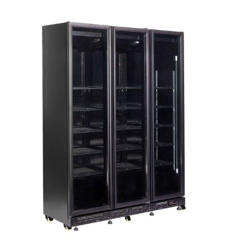  Combisteel Réfrigérateur avec 3 portes vitrées, noir, 160 cm * 60 cm * 210 cm 