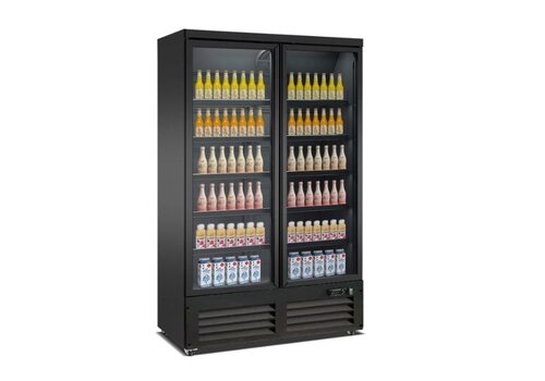  Combisteel Refrigerator 2 glass doors black 125 cm * 70 cm * 205 cm 