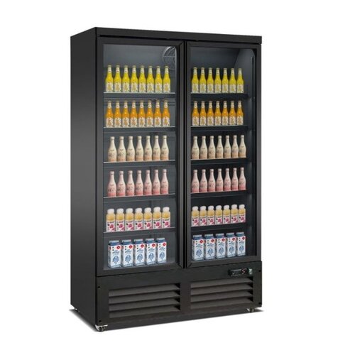  Combisteel Refrigerator 2 glass doors black 125 cm * 70 cm * 205 cm 