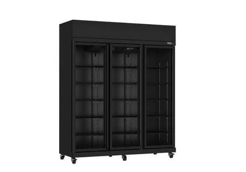  Combisteel Refrigerator with 3 glass doors, black, 165 cm * 59 cm * 200 cm 
