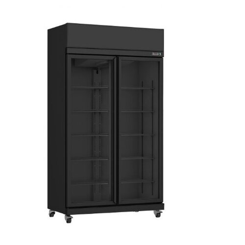  Combisteel Réfrigérateur avec 2 portes vitrées, noir, 110 cm * 59 cm * 200 cm 