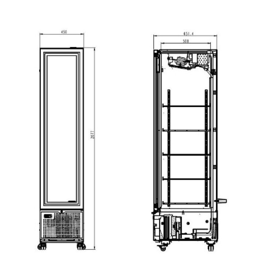 Getränkekühlschrank mit 1 Glastür, schwarz, 45 cm * 65 cm * 202 cm