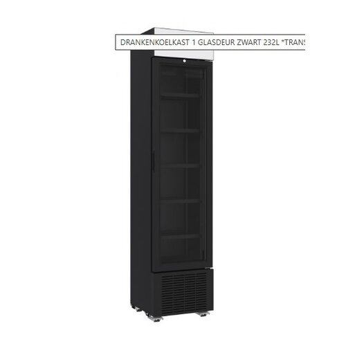  Combisteel Beverage refrigerator with 1 glass door, black, 45 cm * 49 cm * 202 cm 