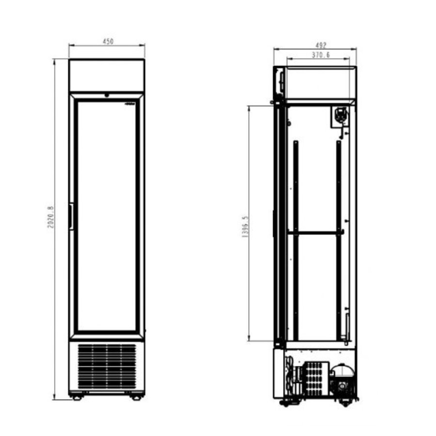 Getränkekühlschrank mit 1 Glastür, schwarz, 45 cm * 49 cm * 202 cm