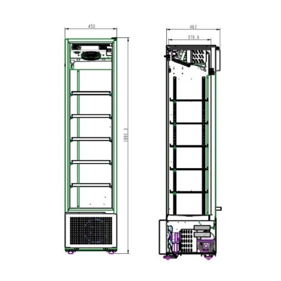 Getränkekühlschrank mit 1 Glastür, schwarz, 45 cm * 49 cm * 188 cm