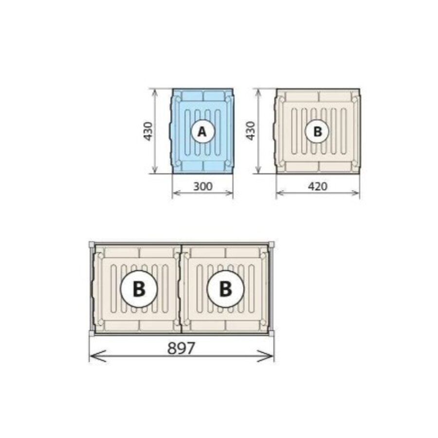 2 bacs de récupération 460x1470 pour 6611/6622/6811 - 2xB
