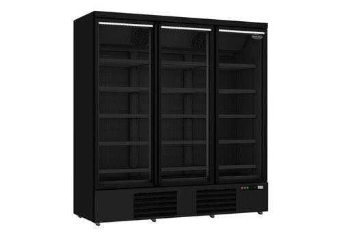  Combisteel Congélateur 3 portes vitrées | 1450 litres | Acier inoxydable | Intérieur et extérieur noirs 